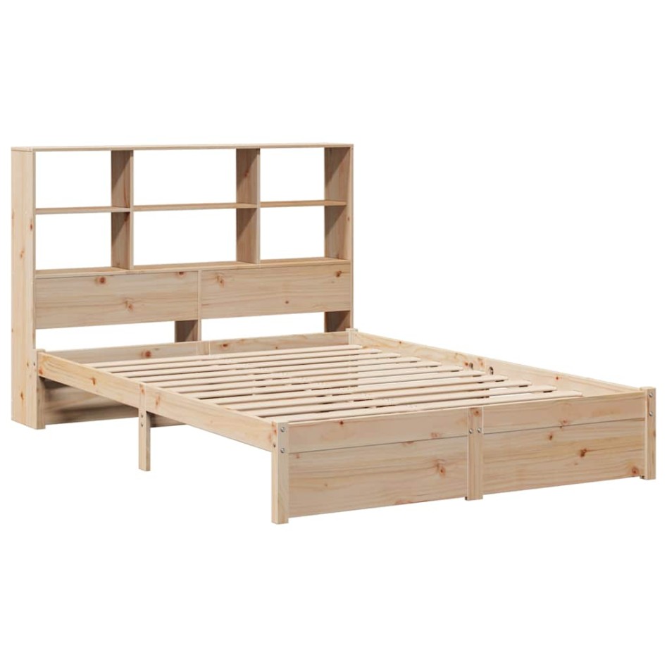 Cama con estantería sin colchón madera maciza de pino