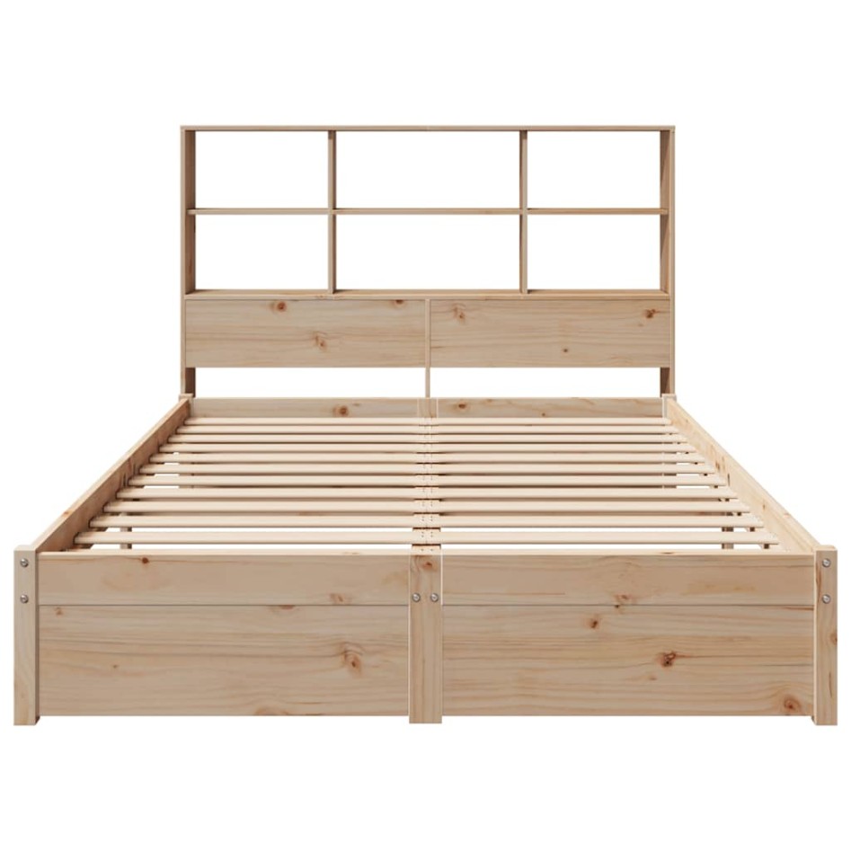 Cama con estantería sin colchón madera maciza de pino