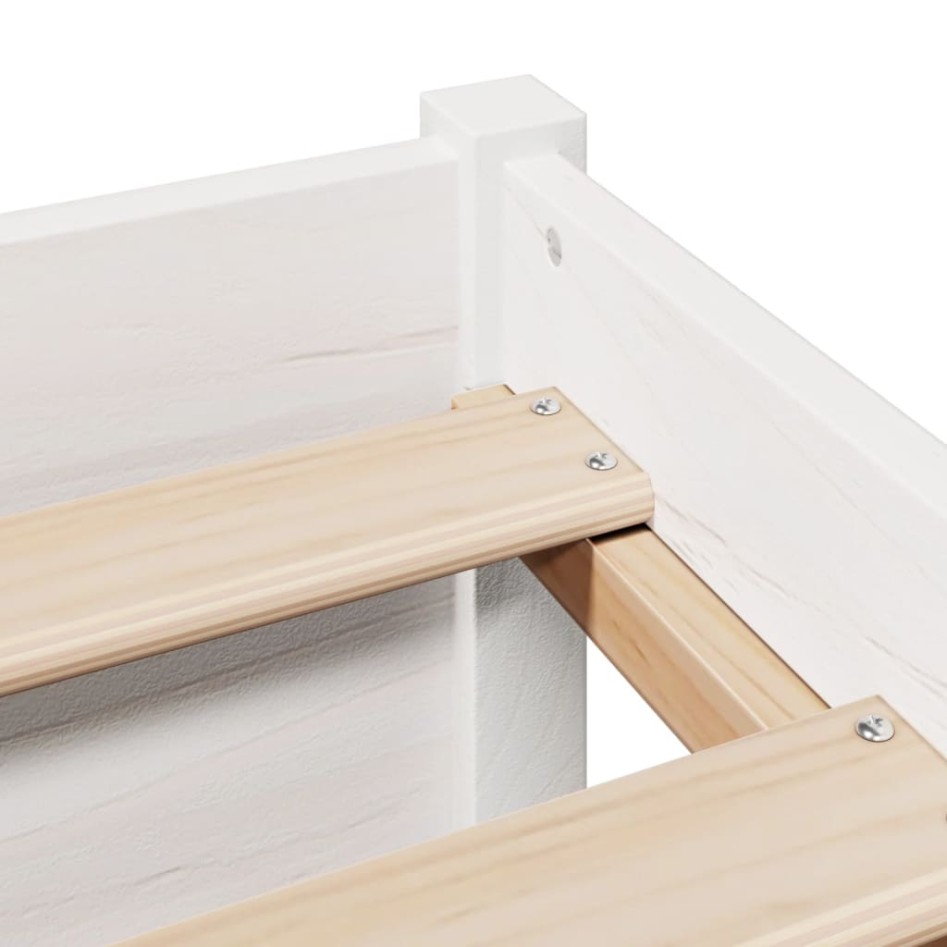 Cama con estantería sin colchón madera maciza blanca 160x200