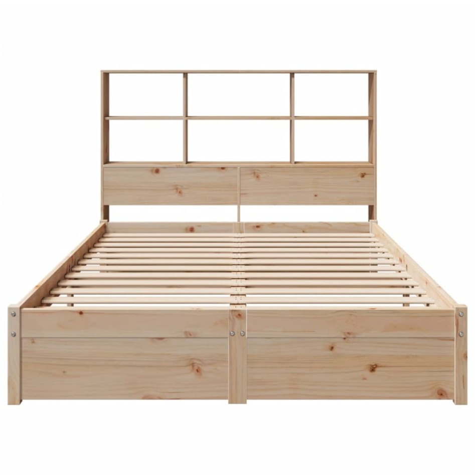 Cama con estantería sin colchón madera maciza de pino
