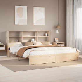 Cama con estantería sin colchón madera maciza de pino