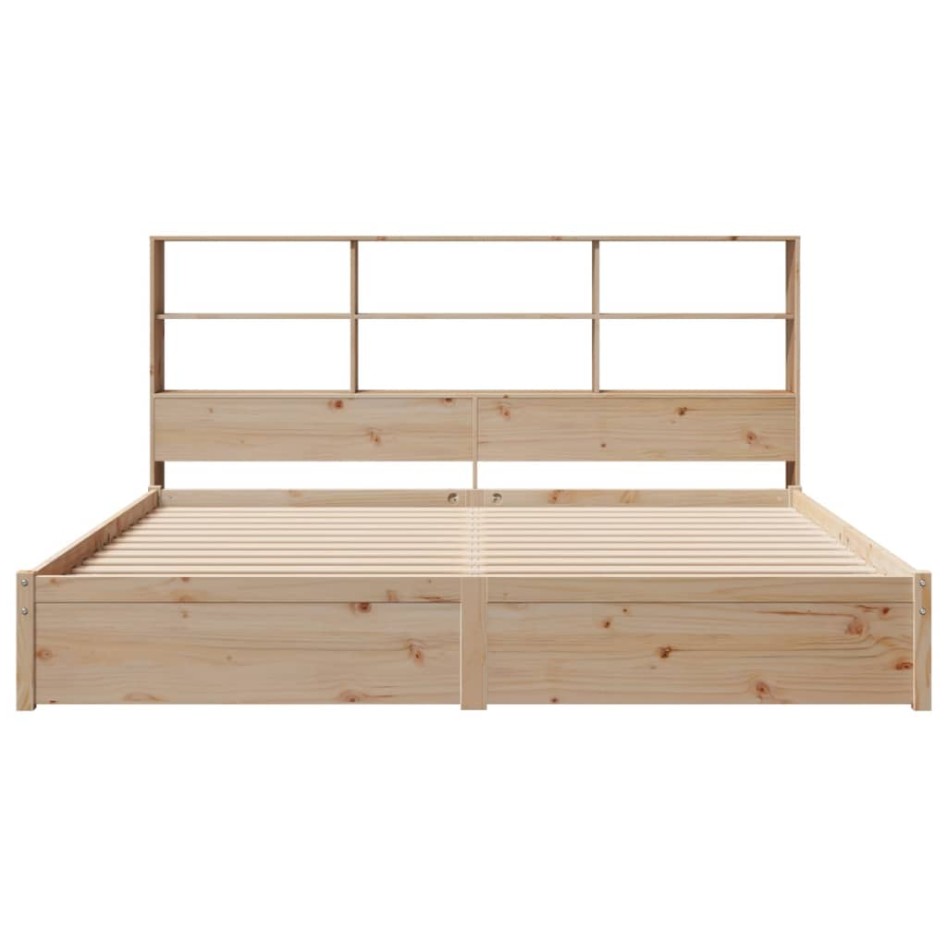 Cama con estantería sin colchón madera maciza de pino
