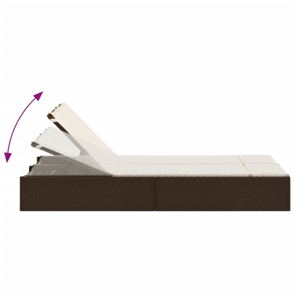 Tumbona doble con cojines ratán sintético