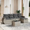 Set de sofás de jardín 6 pzas y cojines ratán sintético gris