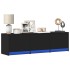 Mueble de TV con LED madera de ingeniería negro 140x34x40
