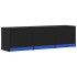 Mueble de TV con LED madera de ingeniería negro 140x34x40