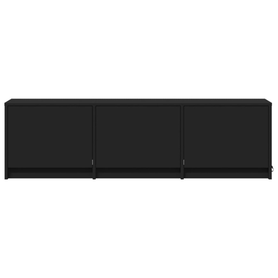 Mueble de TV con LED madera de ingeniería negro 140x34x40