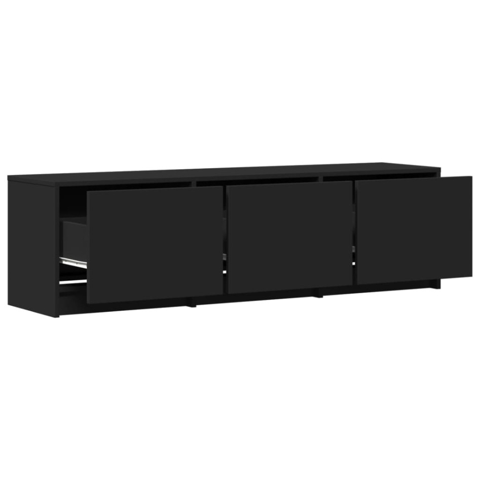 Mueble de TV con LED madera de ingeniería negro 140x34x40