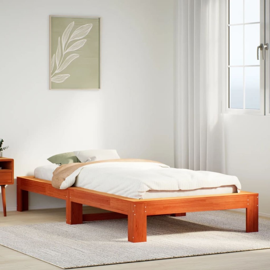 Estructura de cama sin colchón madera maciza marrón 90x190