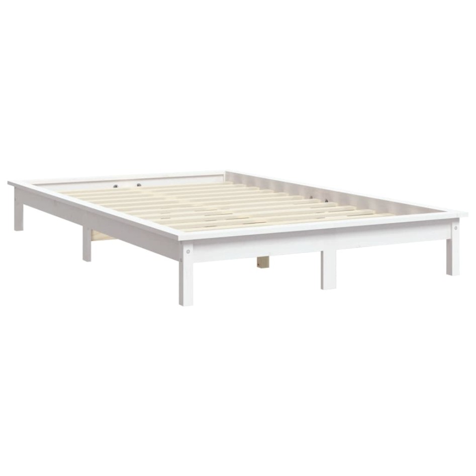 Estructura de cama de madera maciza blanca 180x200