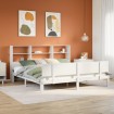 Cama con estantería sin colchón madera maciza blanca 200x200 cm