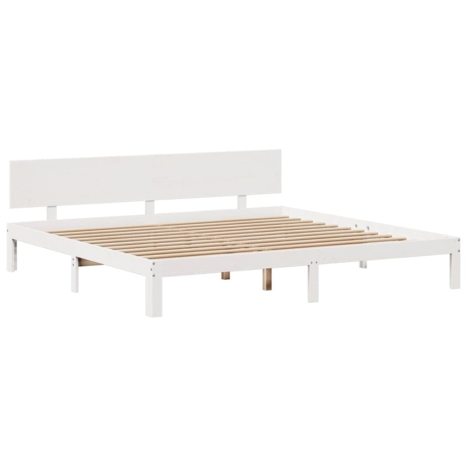 Cama con estantería sin colchón madera maciza blanca 200x200