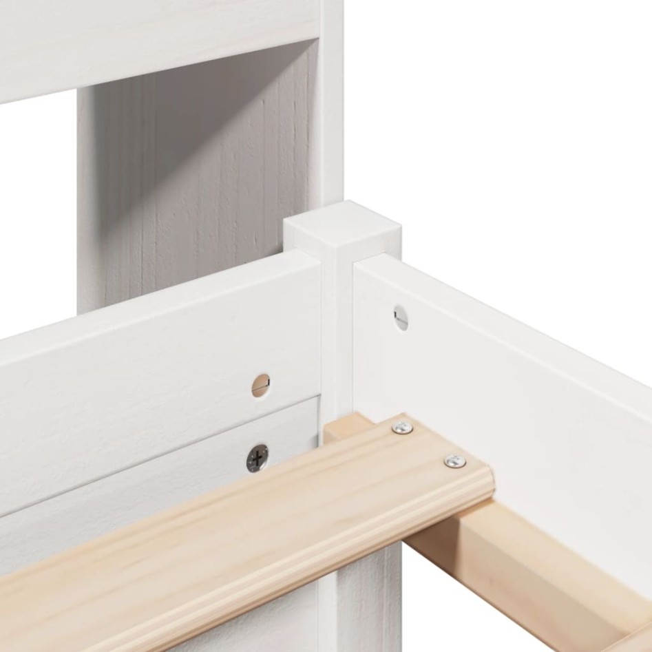 Cama con estantería sin colchón madera maciza blanca 150x200