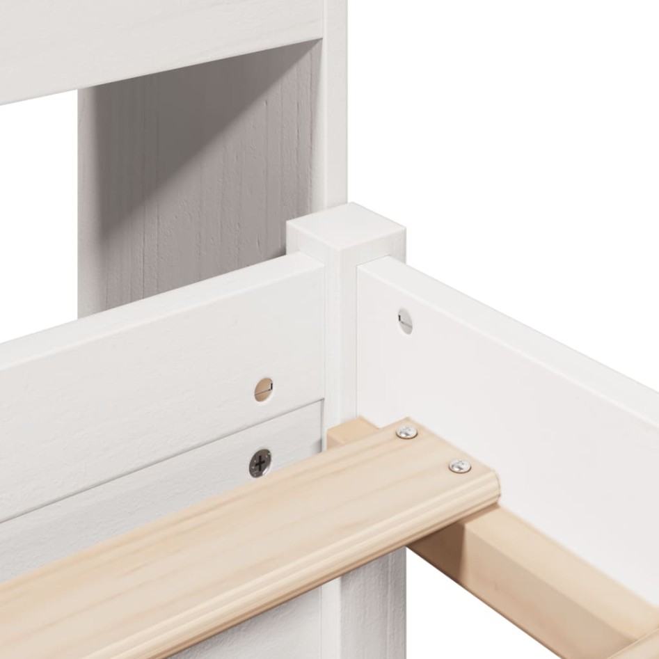 Cama con estantería sin colchón madera maciza blanca 160x200