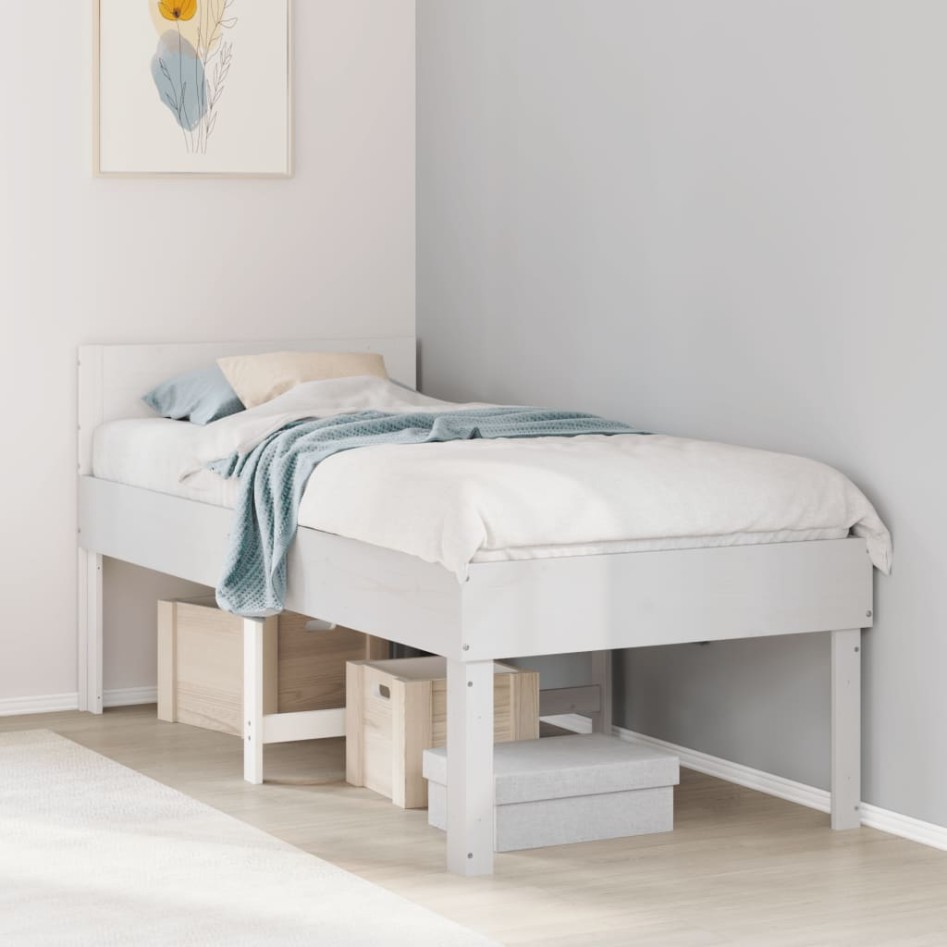 Estructura de cama sin colchón madera maciza blanca 75x190