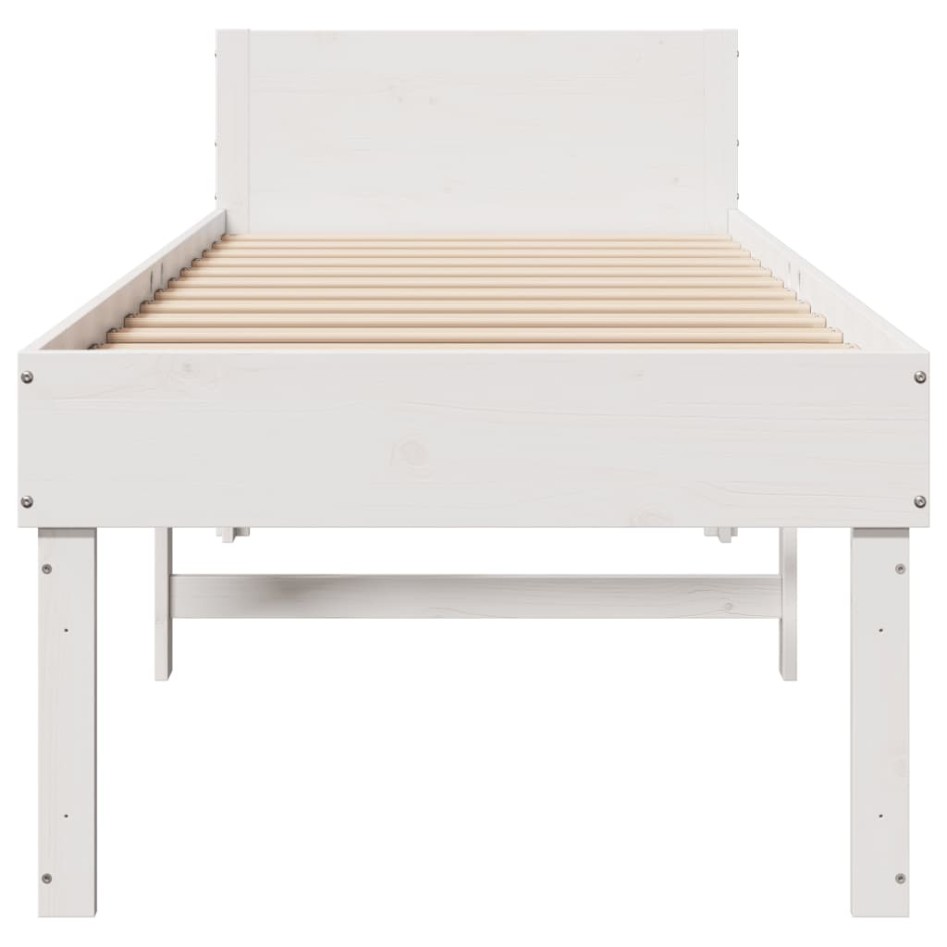 Estructura de cama sin colchón madera maciza blanca 75x190