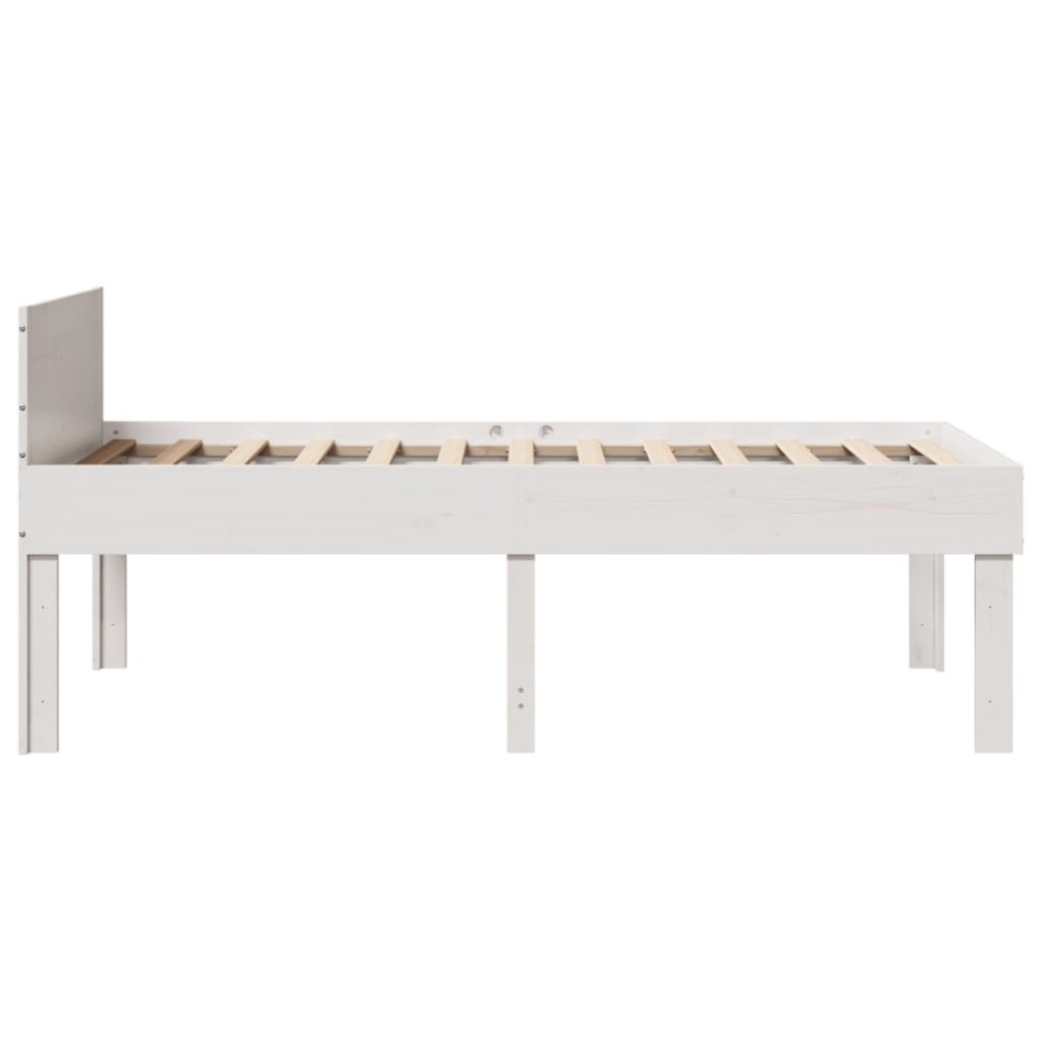 Estructura de cama sin colchón madera maciza blanca 75x190