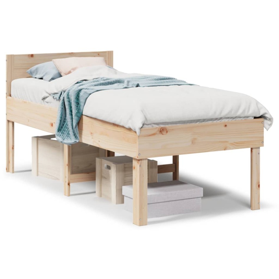 Estructura de cama sin colchón madera maciza de pino 80x200