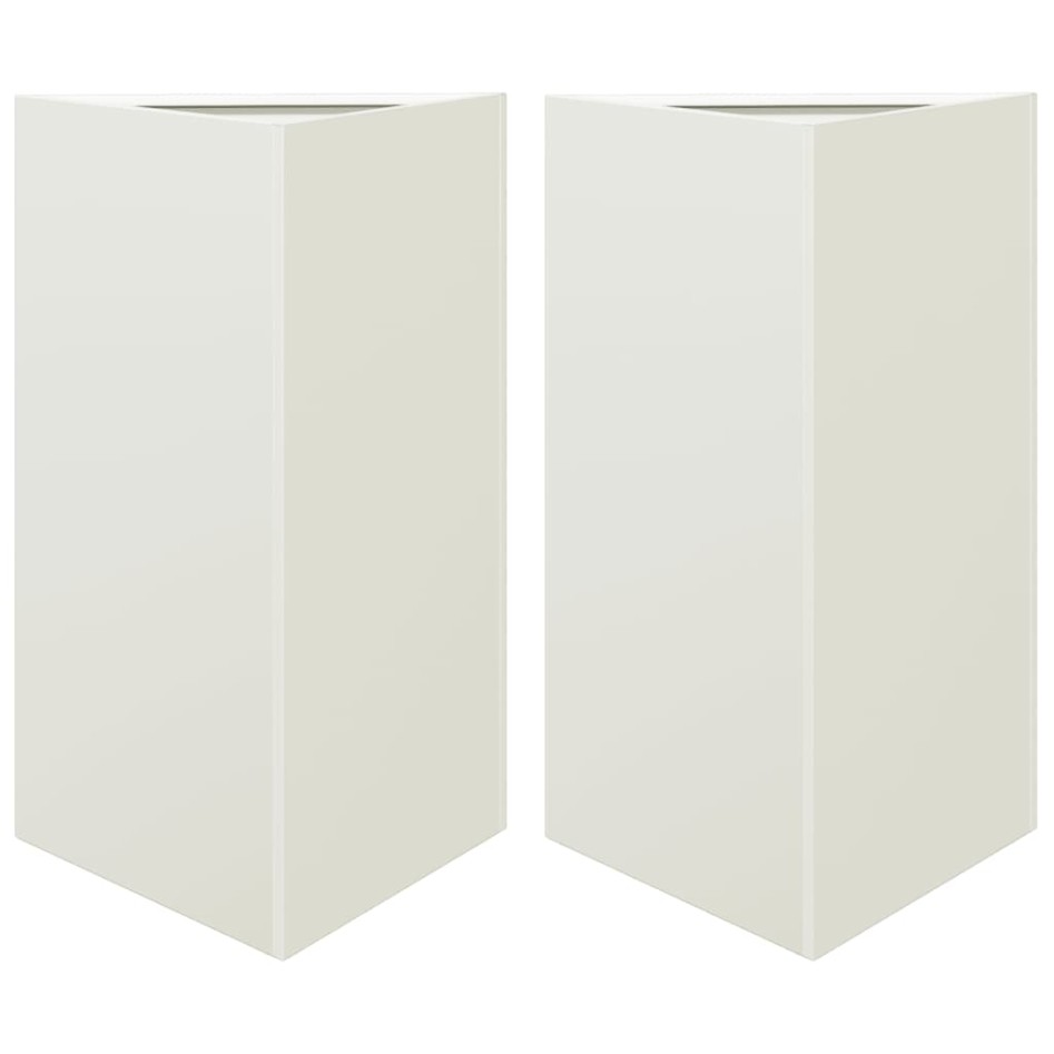 Jardineras triangulares 2 uds acero blanco 50x43x75