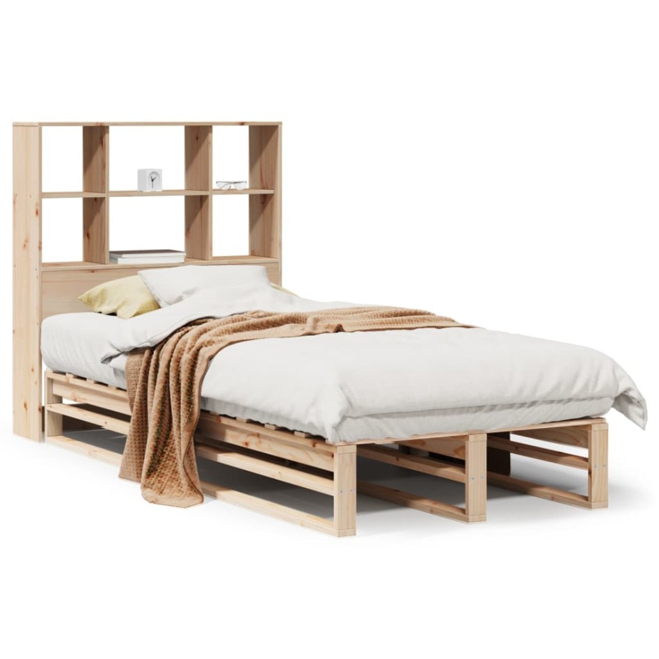 Cama con estantería sin colchón madera maciza 100x200