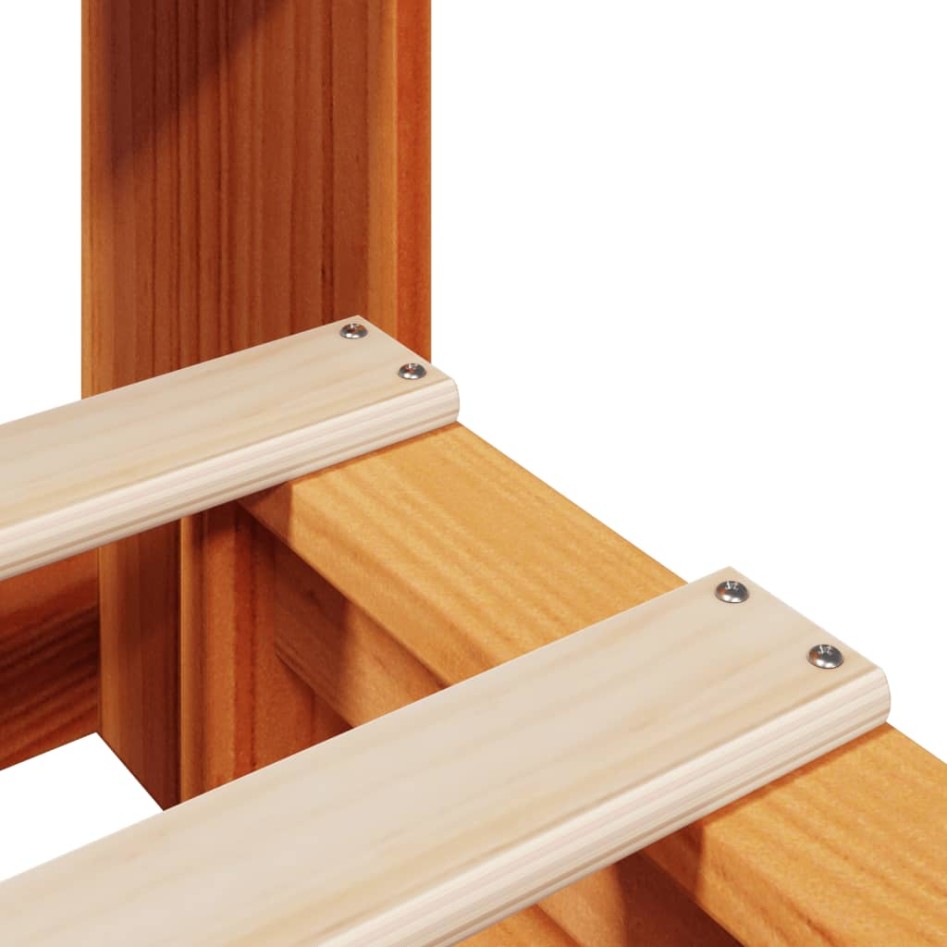 Cama con estantería sin colchón madera maciza marrón 75x190