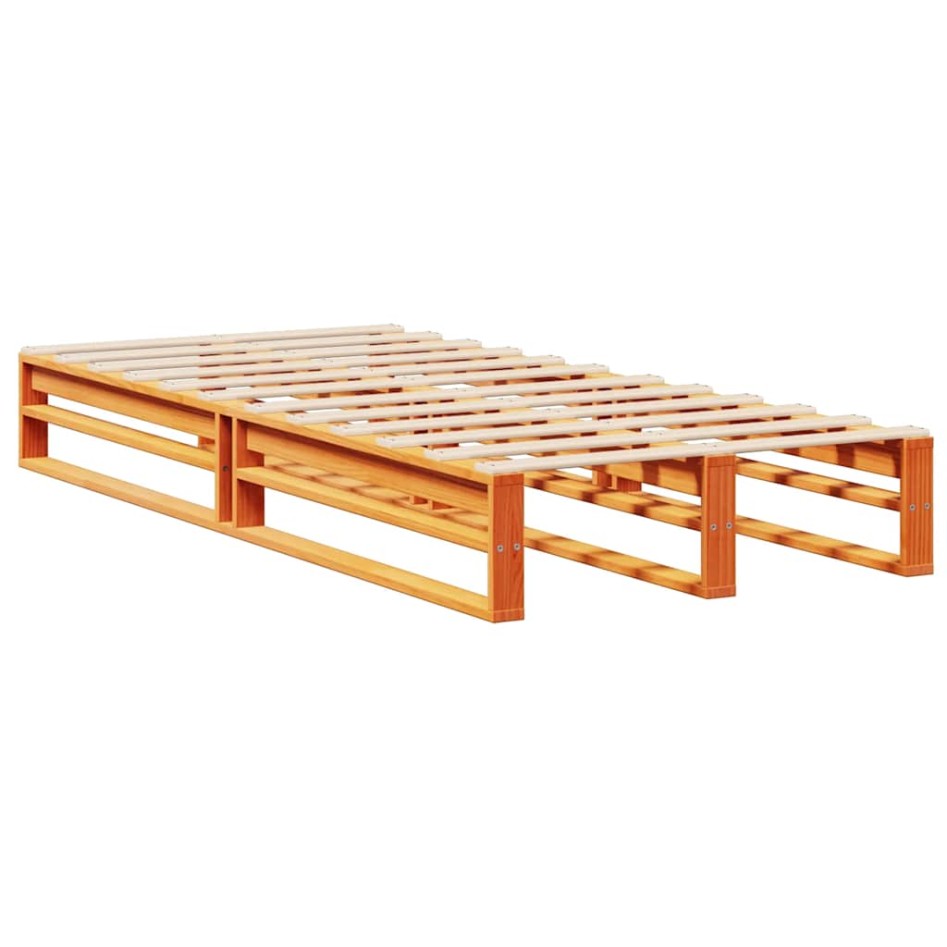 Cama con estantería sin colchón madera maciza marrón 90x190