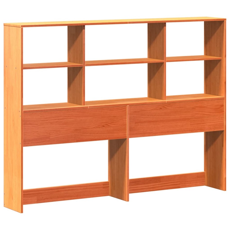 Cama con estantería sin colchón madera maciza marrón 140x190