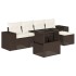 Set sofás de jardín 6 piezas y cojines ratán sintético