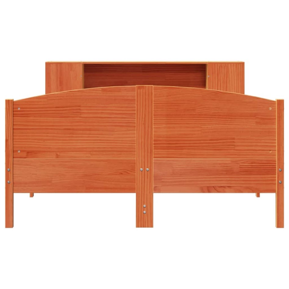 Cama con estantería sin colchón madera maciza marrón