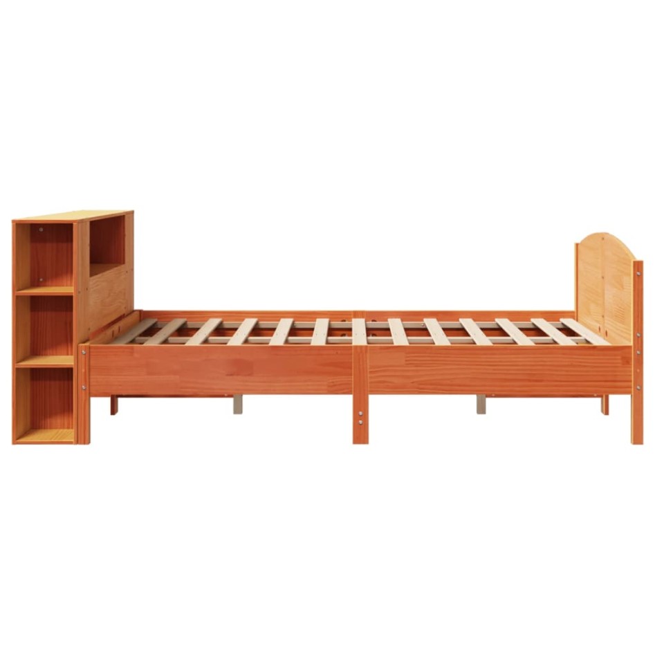 Cama con estantería sin colchón madera maciza marrón 120x190
