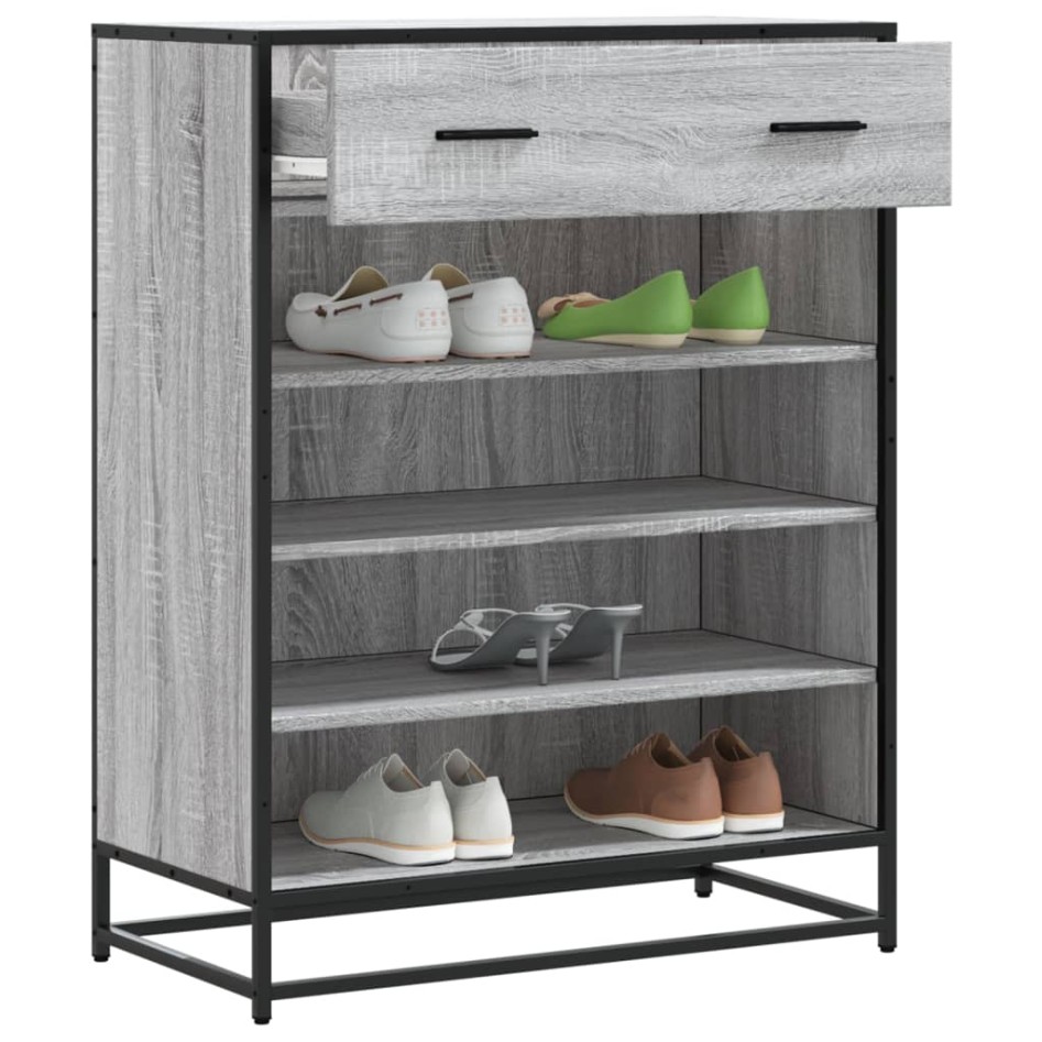 Zapatero madera de ingeniería y metal gris Sonoma 75x38x97,5