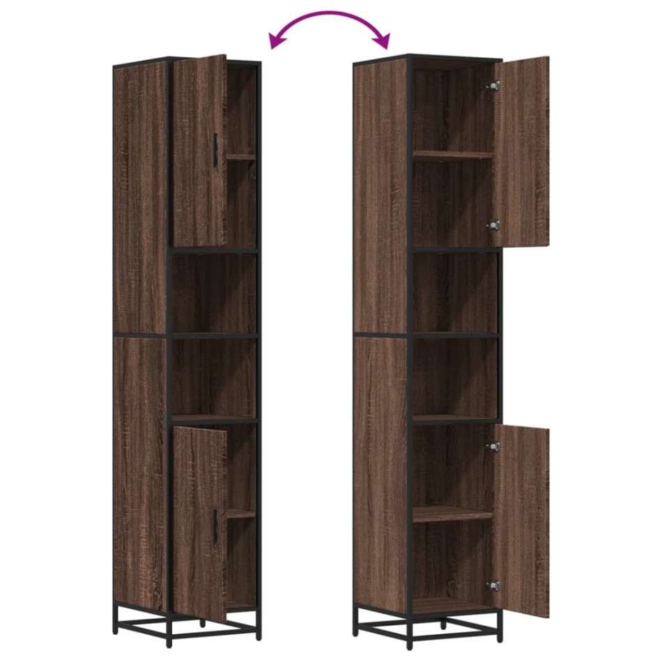 Armario de baño madera y metal marrón roble 35x37,5x188,5