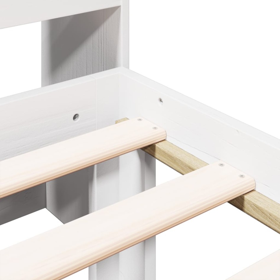 Cama con estantería sin colchón madera maciza blanca 100x200