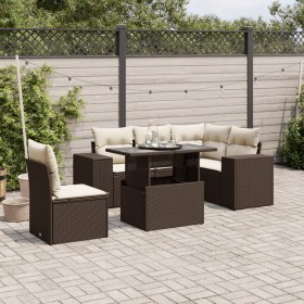 Set sofás de jardín 6 piezas y cojines ratán sintético