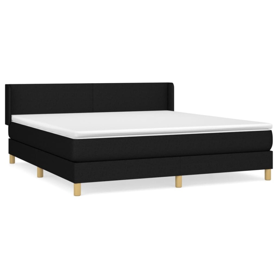 Cama box spring con colchón tela negro 180x200