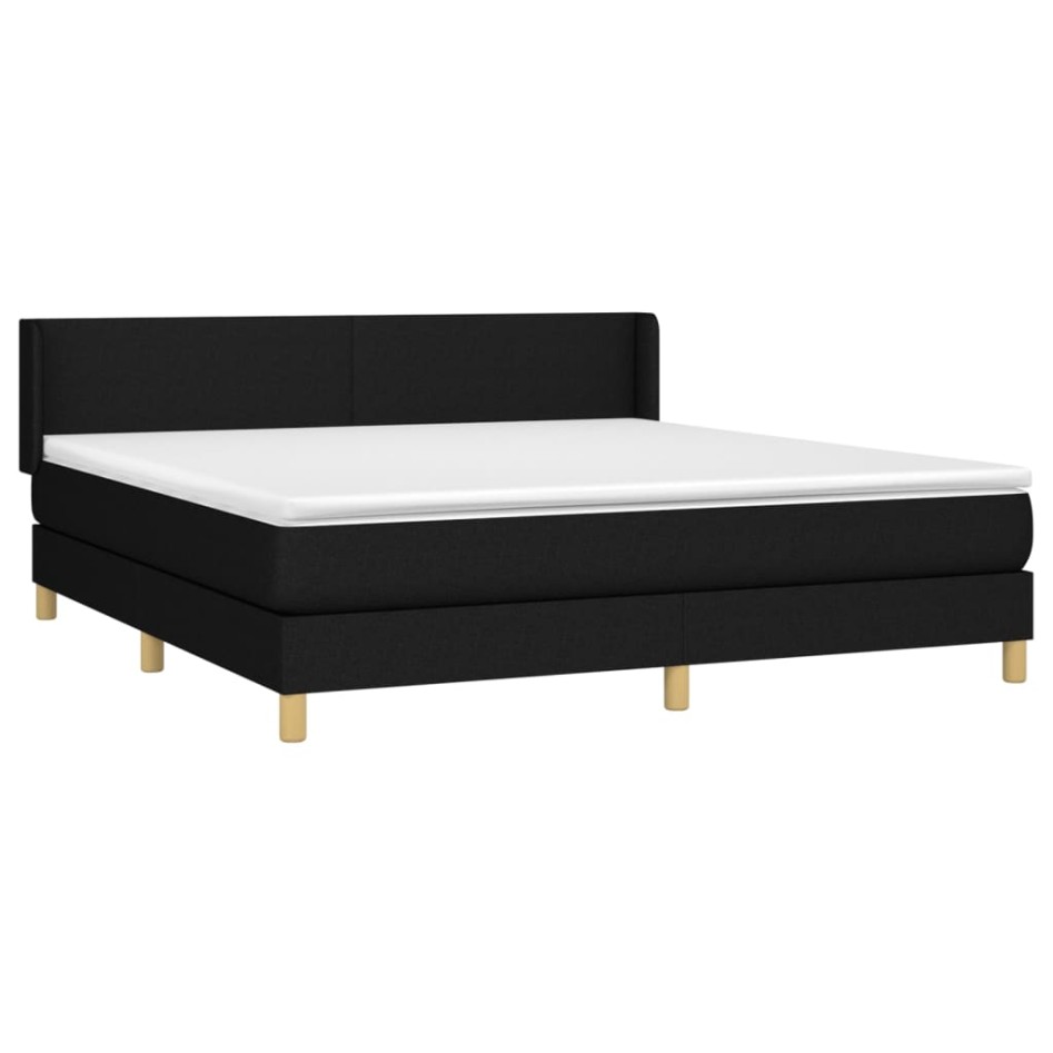 Cama box spring con colchón tela negro 180x200