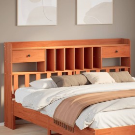 Cabecero de cama almacenaje madera maciza pino marrón 180