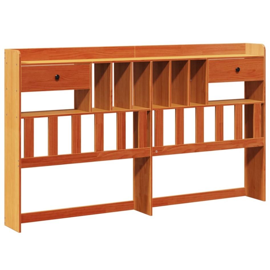 Cabecero de cama almacenaje madera maciza pino marrón 180