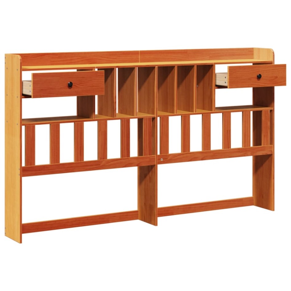 Cabecero de cama almacenaje madera maciza pino marrón 180