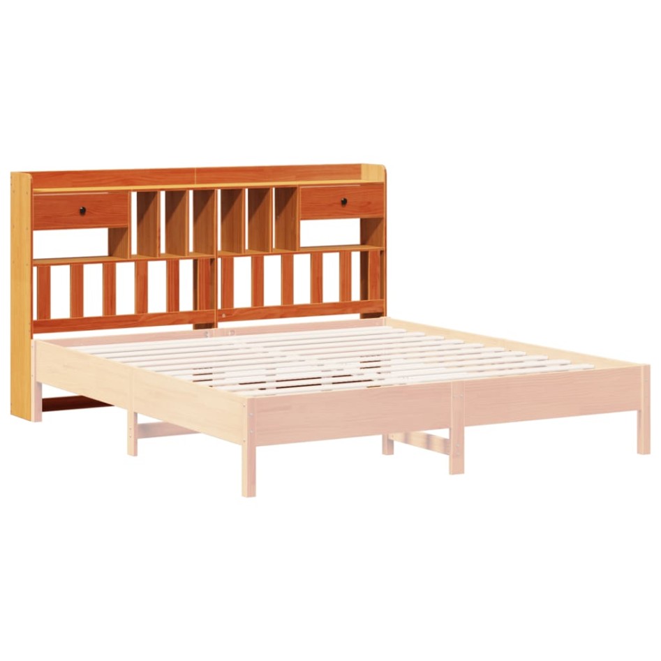 Cabecero de cama almacenaje madera maciza pino marrón 180
