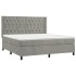 Cama box spring con colchón terciopelo gris claro 160x200
