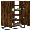 Zapatero de madera y metal roble ahumado 75x38x97,5 cm
