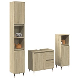 Set de muebles de baño 3 pzas madera contrachapada roble