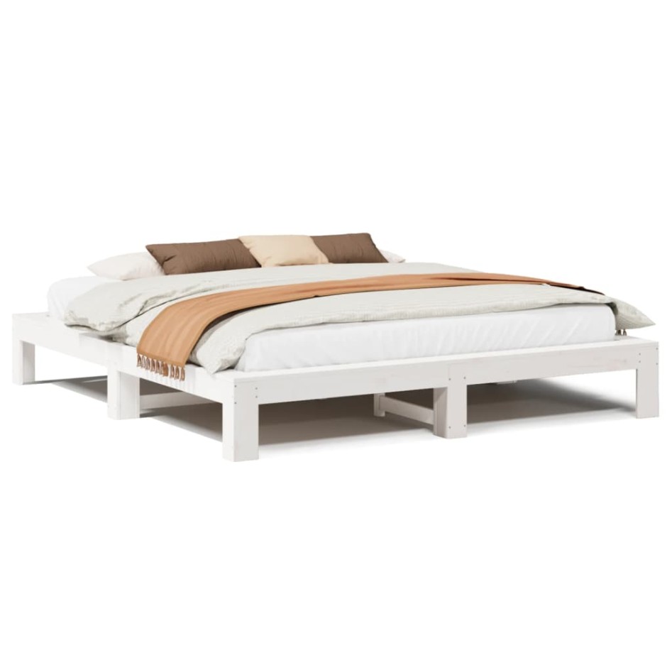Cama sin colchón madera maciza de pino blanca 180x200