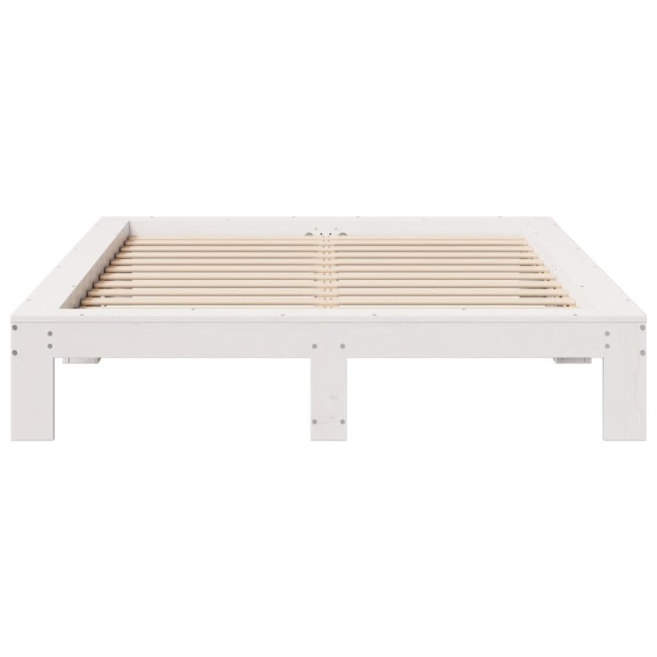 Estructura de cama sin colchón madera de pino blanca 140x200