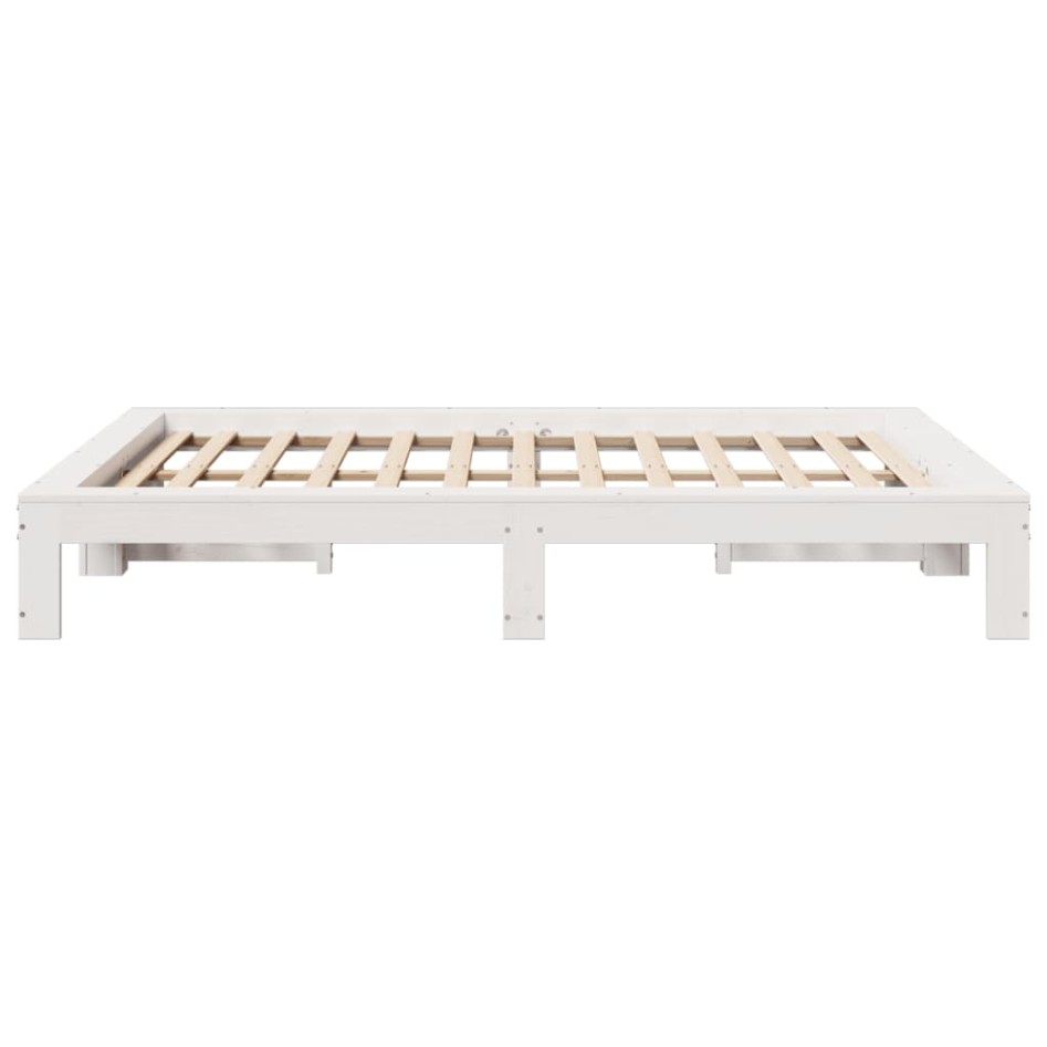 Estructura de cama sin colchón madera de pino blanca 140x200