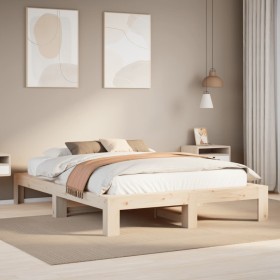 Estructura de cama sin colchón madera maciza de pino 160x200