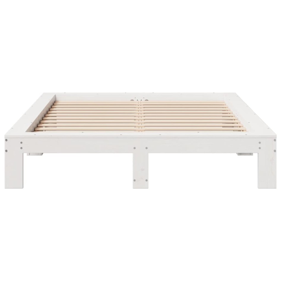 Estructura de cama sin colchón madera de pino blanca 140x190