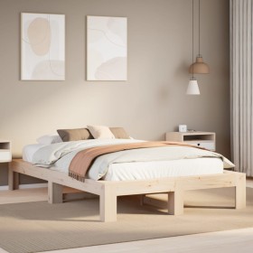 Estructura de cama sin colchón madera maciza de pino 135x190