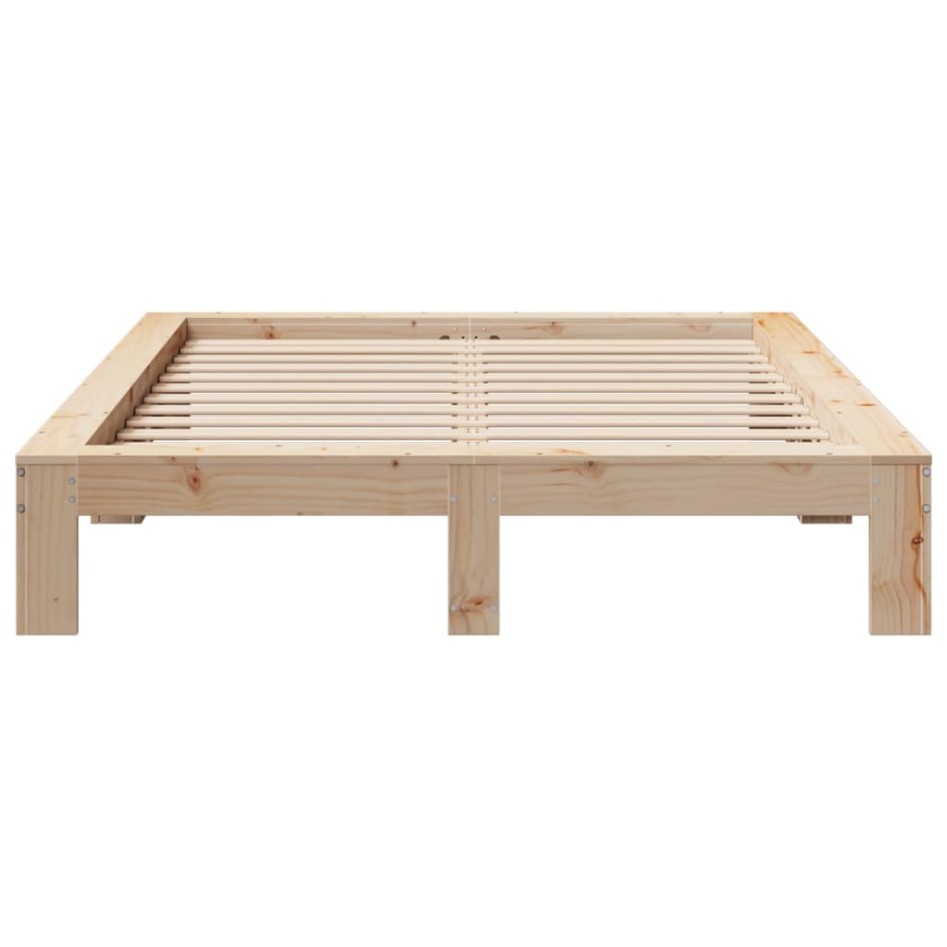 Estructura de cama sin colchón madera maciza de pino 135x190